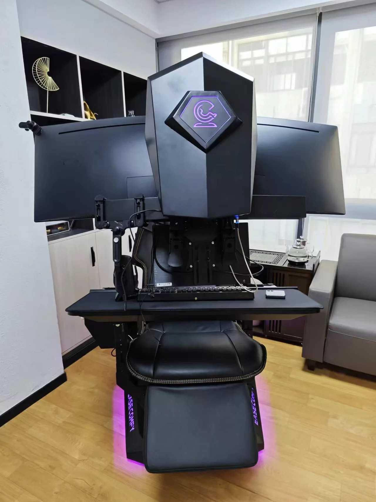 2024 EASE COMFY T2 Throne recline workstation Chair cockpit full functions affordable & adjustable support multi monitors zero gravity chair cockpit