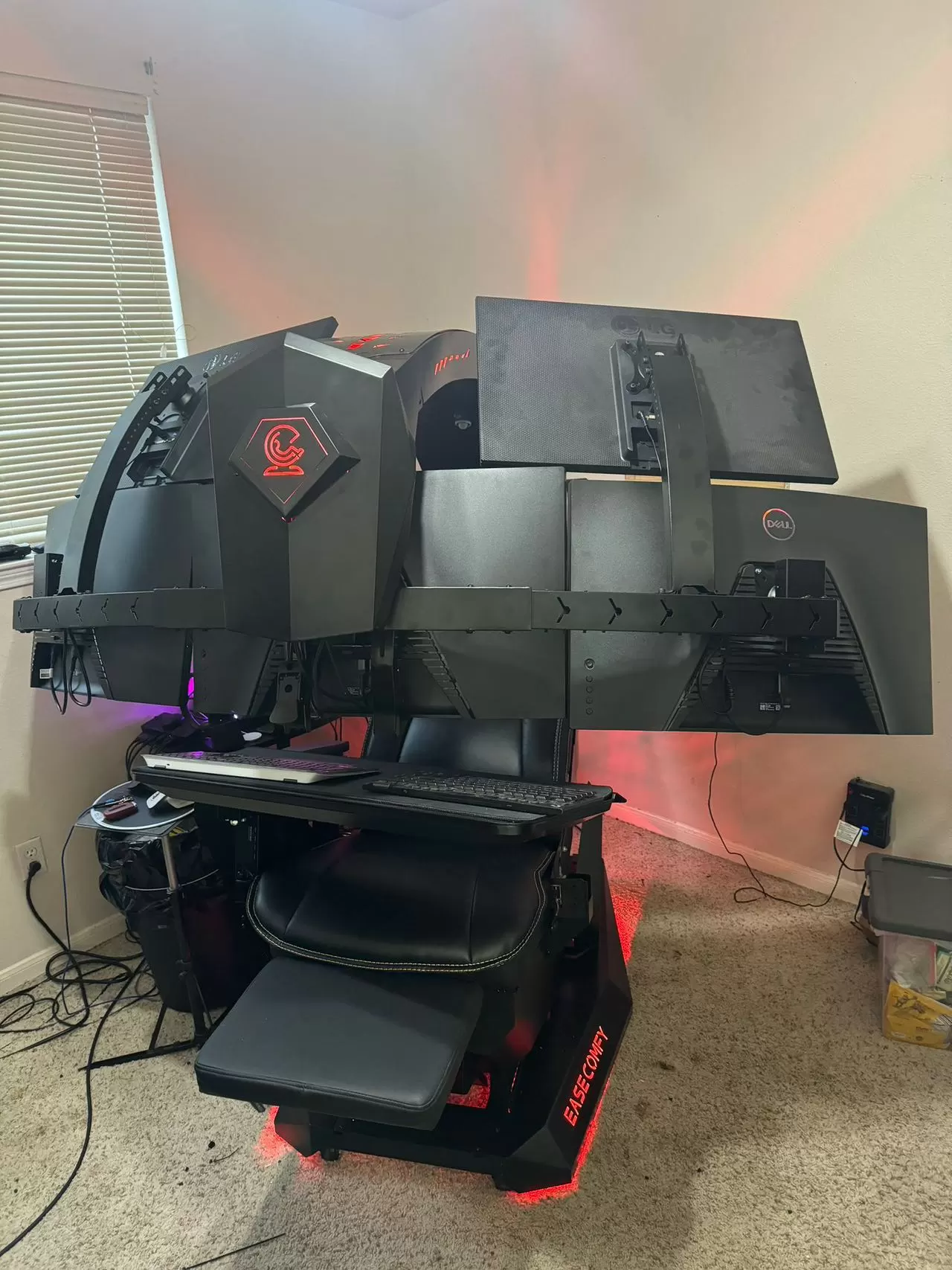 Model 320 Computer cockpit chair workstation support up to 5 screens zero gravity one click Racing / Boss seat with massage Most affordable and easy move upstairs 